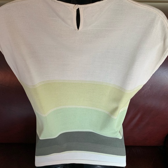 Marks & Spencer silk knit tank top light beige 90’s green color blocks UK18 US14 - Picture 7 of 8